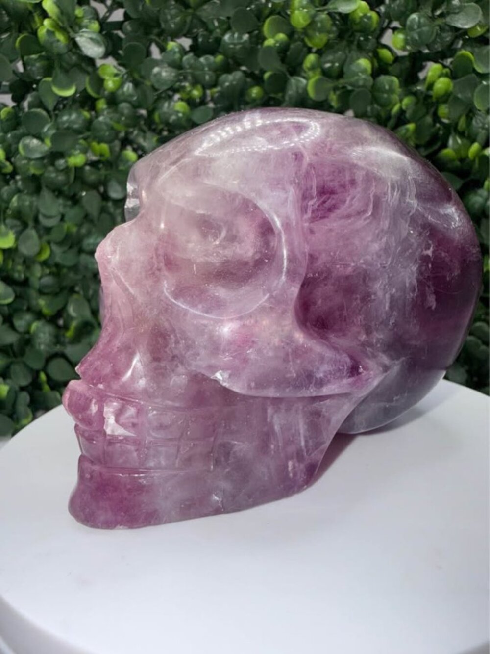 Large Purple Fluorite Crystal Skull Carving UV Reactive 564g - Picture 7 of 11
